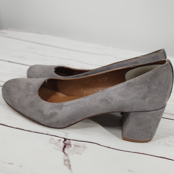 Margaux The Heel Suede Steel Gray Pumps Block Heels 7.5 - Picture 2 of 9
